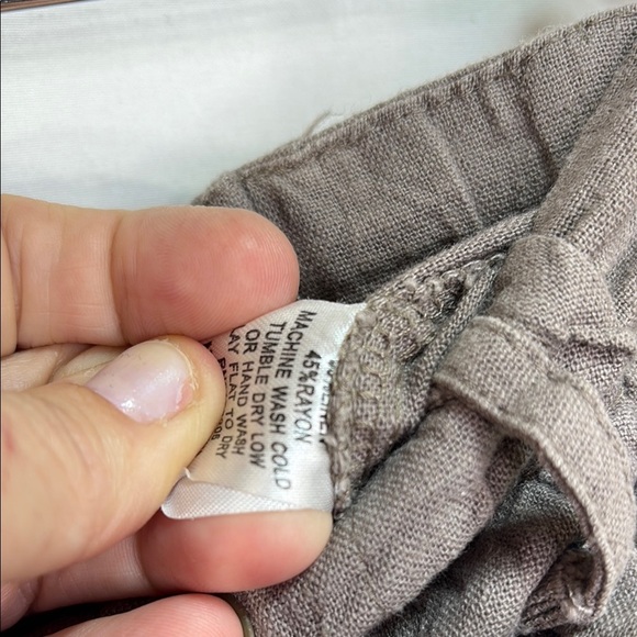 🦅 the vintage twin Brown linen blend Wide Leg Pants with Drawstring Waist - Picture 5 of 8